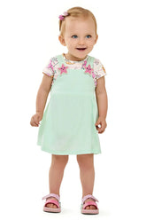 CONJ FEM BL EST BRILHO E VEST ESTRELA VERDE CLARO