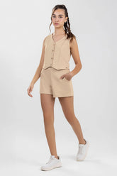 CONJ FEM JUV COLETE SHORT MLT PONTO ROMA BEGE