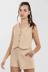 CONJ FEM JUV COLETE SHORT MLT PONTO ROMA BEGE