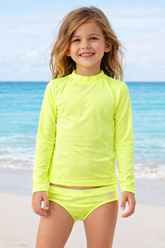 CONJ FEM BL ML UV E CALCINHA MODA PRAIA AMARELO