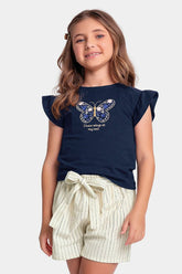 CONJ FEM BL BORD BORB E SHORT FLAME LIST MARINHO/CRU