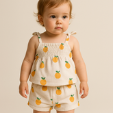 CONJ FEM BL LASTEX SHORT EST TANGERINAS BEGE