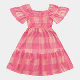 VESTIDO MC BAB LASTEX BUSTO XADREZ ROSA