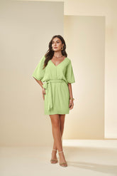 VESTIDO CURTO MANGA 3/4 CHIFFON SOFT LIMA DOCE