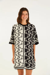 VESTIDO TSHIRT PEIXE COPA FARM PRETO/OFF WHITE