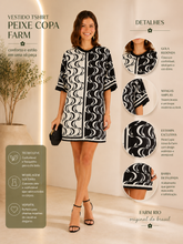 VESTIDO TSHIRT PEIXE COPA FARM PRETO/OFF WHITE