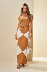 SAIA LONGA PLANO VISCOLINHO BICOLOR NATURAL/MASCAVO