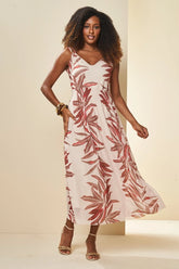 VESTIDO LONGO ALCA TULE LIST TROPICAIS PEROLA