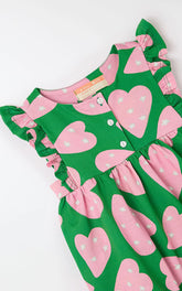 MACAQUINHO FEM BEBE MALHA CORAZONES VERDE/ROSA