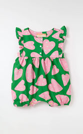 MACAQUINHO FEM BEBE MALHA CORAZONES VERDE/ROSA