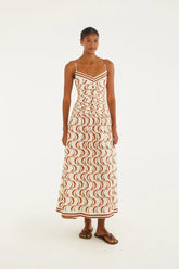 VESTIDO CROPPED PEIXE COPA FARM OFF WHITE/MARROM