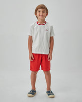 CONJ MAS CAM DET GOLA E BERM SARJA OFF WHITE/VERMELHO