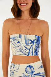 TOP FEM SEM ALCA DOUBLE AVENTUREIRO OFF WHITE/AZUL
