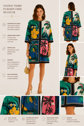 VESTIDO TSHIRT BIG OASIS LENCO FARM ESTAMPADO