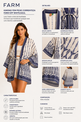KIMONO FEM PEIXE CORRENTEZA FARM OFF WHITE/AZUL