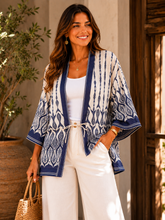 KIMONO FEM PEIXE CORRENTEZA FARM OFF WHITE/AZUL