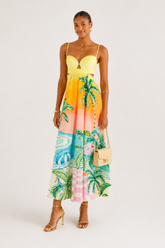 VESTIDO LONGO PAISAGEM SOLAR FARM AMARELO
