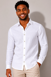 CAMISA MAS ML SLIM LINHO ALGODAO SURAT BRANCO