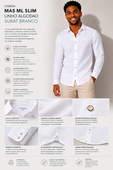 CAMISA MAS ML SLIM LINHO ALGODAO SURAT BRANCO
