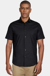 CAMISA MC SLIM TRICOLINE STRETCH LISO PRETO
