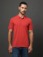 POLO CKJ MASC MC LOGO RE ISSUE PEITO VERMELHO