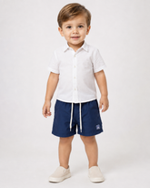 BERMUDA KIDS TACTEL PELETIZADO LISO MARINHO/KHAKI