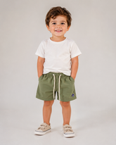 BERMUDA KIDS TACTEL PELETIZADO LISO MILITAR/KHAKI