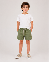 BERMUDA KIDS TACTEL PELETIZADO LISO MILITAR/KHAKI