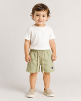 BERMUDA KIDS TACTEL PELETIZADO LISO VERDE CAPIM/KHAKI