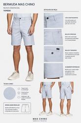 BERMUDA MAS CHINO COLOR NOVA ESSENCIAL TOPAZIO