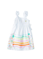 VESTIDO FEM ASAS COLORIDAS ALPHABETO BRANCO