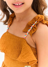 VESTIDO GEOPRAIA ALPHABETO MARROM