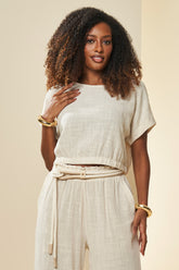 BLUSA FEM MC EM PLANO SOFT RUSTIC PEROLA