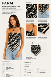 BLUSA LENCO FEM PEIXE COPA FARM PRETO/OFF WHITE