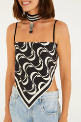 BLUSA LENCO FEM PEIXE COPA FARM PRETO/OFF WHITE