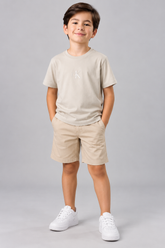 CAMISETA CKJ KIDS MC RUBBER PATCH CAQUI CLARO