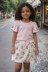 CONJ FEM BL DET MG E SHORT SAIA LIST EST ROSA CLARO