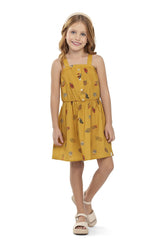 VESTIDO ALCA ELAST COS EST TROPICAL AMARELO MOSTARDA