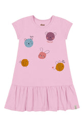 VESTIDO MC EST BICHINHOS BAB BARRA ROSA CLARO