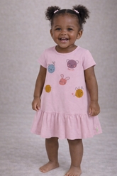 VESTIDO MC EST BICHINHOS BAB BARRA ROSA CLARO