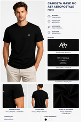 CAMISETA MASC MC A87 AEROPOSTALE PRETO