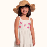 VESTIDO MALHA FLORENCE APLIQ BORBOLETAS BAUNILHA