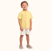 CONJ MAS CAM GOLA PADRE BOT E BERM MLT AMARELO/BAUNILHA