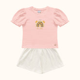 CONJ FEM BL ABELHA LANT SHORT RIB LUREX ROSA/CRU/PRATA