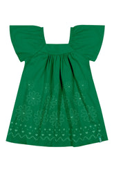 VESTIDO TRICOLINE EST PUFF FLORAL BARRA VERDE BANDEIRA