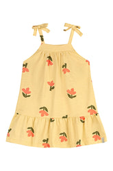 VESTIDO ALCA LACO FLAME LISTRADO FLORES AMARELO