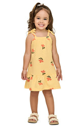 VESTIDO ALCA LACO FLAME LISTRADO FLORES AMARELO