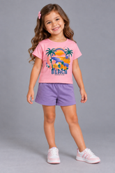 CONJ FEM BLEST BEACH E SHORT MLT ROSA/LILAS