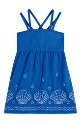 VESTIDO ALCA DUPLA EST PUFF PEROLAS AZUL ESCURO