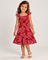 VESTIDO VISCOSE SARJADA EST FLORAL VERMELHO